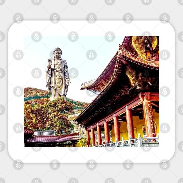 Grand Buddha at Ling Shan China Photograph Print Sticker by posterbobs